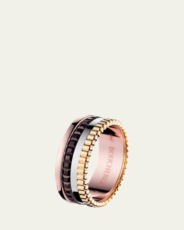 Quatre Small Ring in Tricolor Gold and Brown PVD